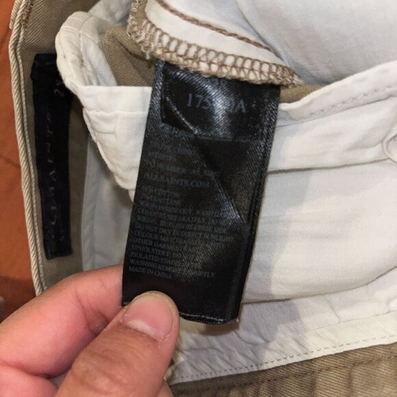 All Saints Mens Stove Khaki Slim-Fit Chino Pants 28 - Picture 9 of 10